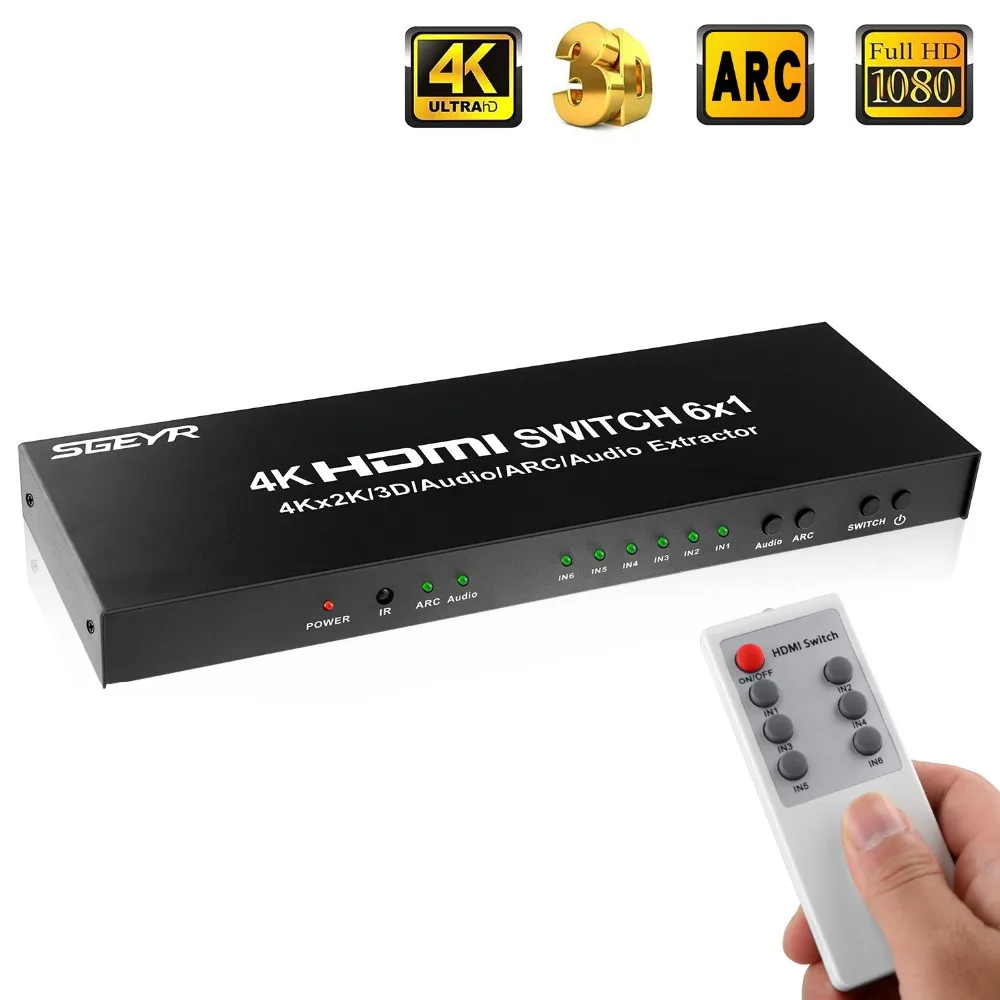 SGEYR 4K x 2K HDMI переключатель сплиттер 6 портов адаптер с оптическим 3 5 мм аудио