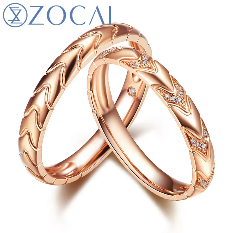 

ZOCAI REAL GENUINE DIAMOND CERTIFIED DIAMOND HIS AND HERS WEDDING BAND SETS ROUND CUT 18K ROSE GOLD Q00965AB