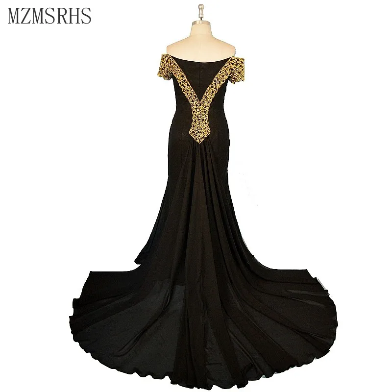 

MZMSRHS новейшее шифоновое платье, Формальное вечернее платье, Vestido, черное платье русалки с кристаллами и бисером, сексуальное длинное платье ...