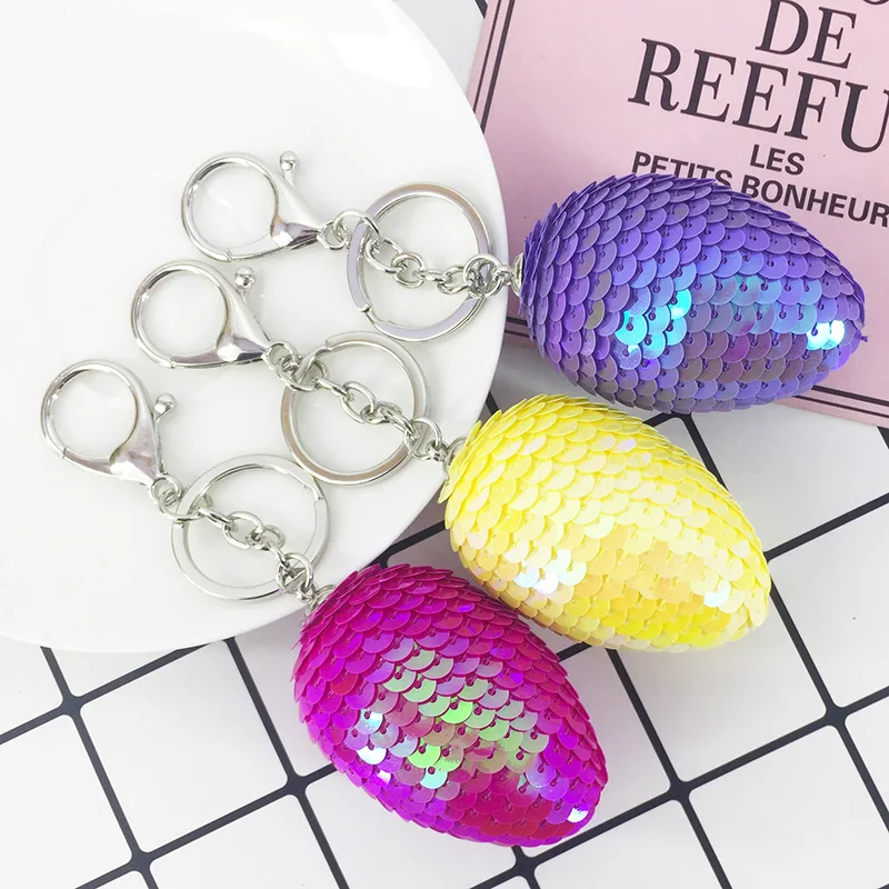Новый Блестящий овальный шар с блестками брелок подвеска креативные яйца