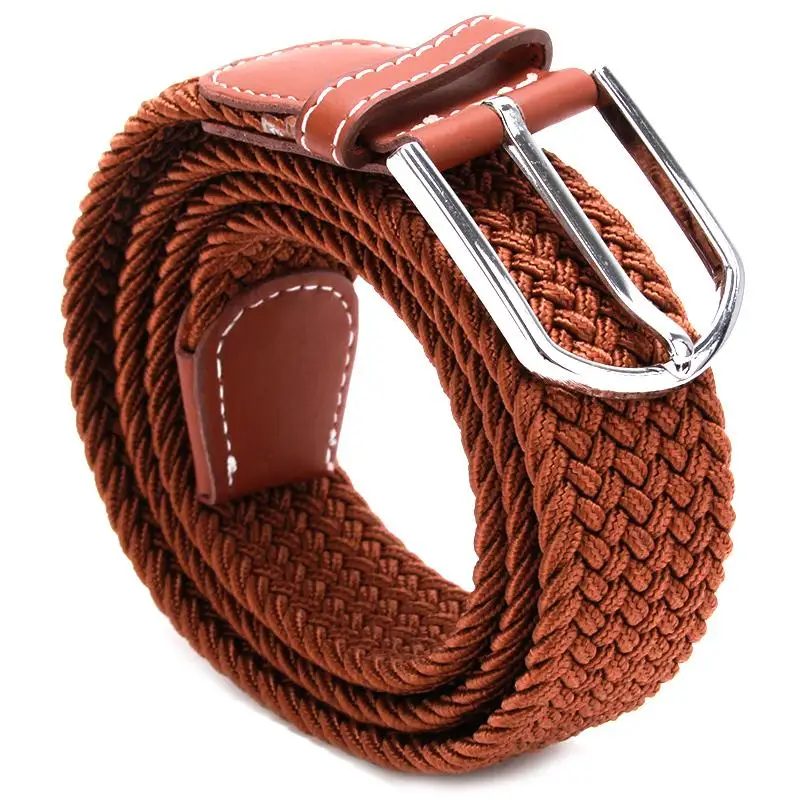 Bigsweety High Quality Elastic Knitted Belt Metal Buckle Waist Strap New Fashion Military Army Tactical Belt 6 Colors