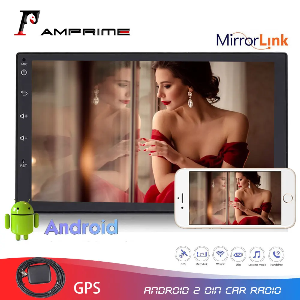 AMprime Android 2 din автомагнитола 7 &quotАвторадио мультимедийный плеер gps навигация Bluetooth