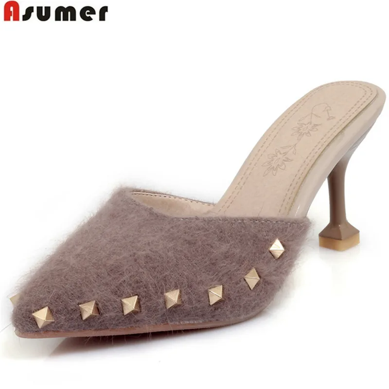 Женские туфли на высоком каблуке с острым носком Размеры 33 43|slippers big size|slippers bigfashion