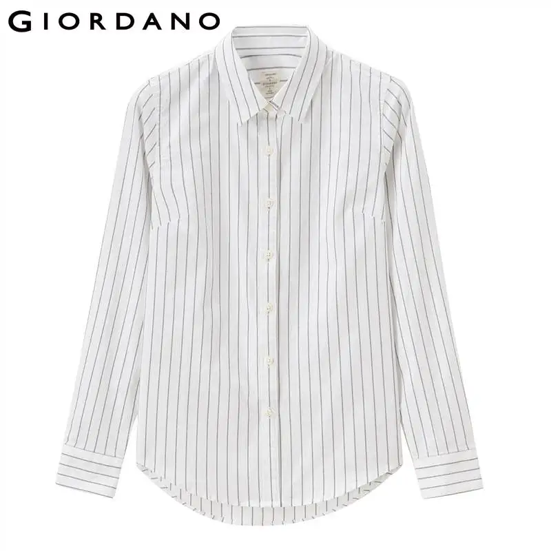 37White Giordano женская стрейчевая рубашка «Оксфорд спиннинг» с длинными рукавами,имеется два варианта окраса - Цвет: 37White