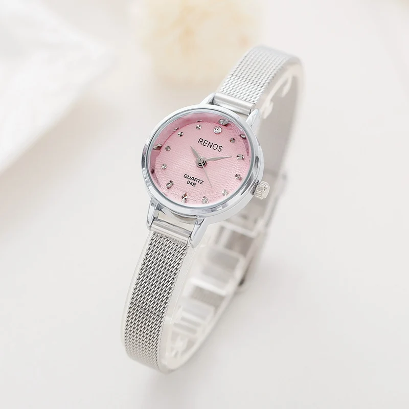 Женские часы RENOS с коробкой простые черные белые розовые наручные модные