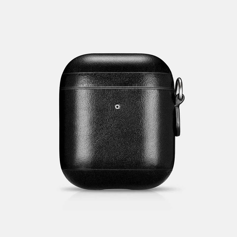 Black Для Apple Airpods 2 Чехол топ из натуральной кожи чехол для Airpods винтажный кожаный дизайн защитные наушники аксессуары чехол - Цвет: Black