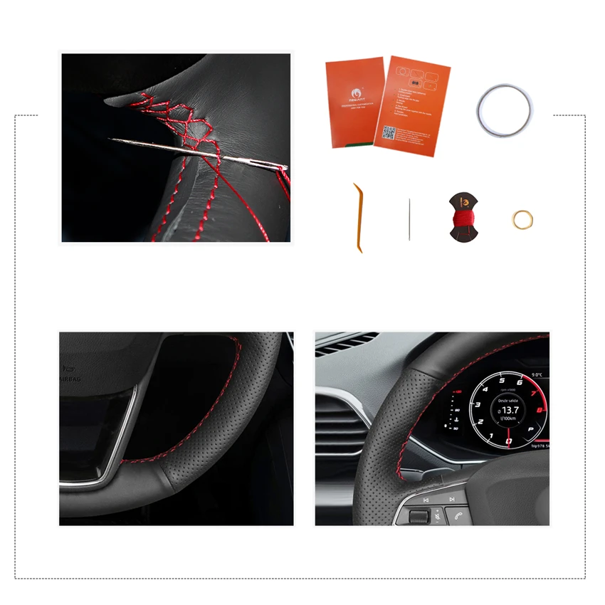 MEWANT ручная работа черная искусственная кожа чехол на руль для Seat Leon Ibiza 6J- Arona Alhambra 5F Mk3 2013