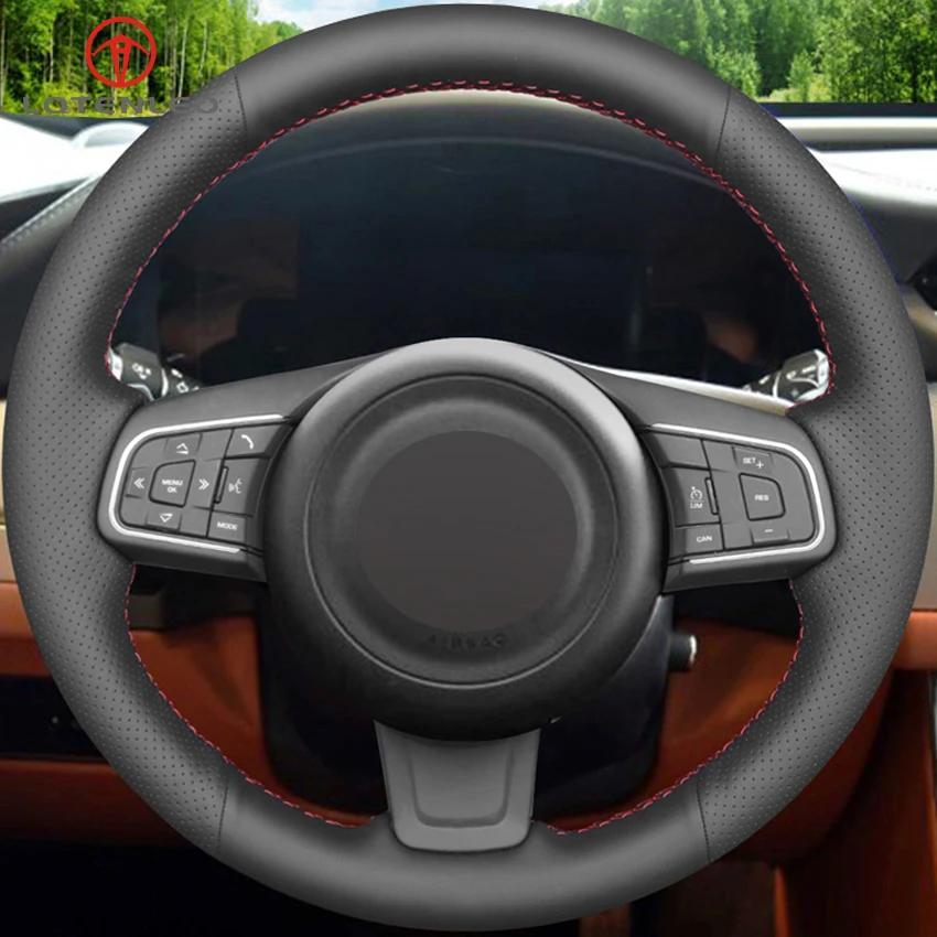 LQTENLEO черной искусственной кожи DIY автомобиля Руль Обложка для Jaguar XEL XFL- E-PACE XF- F-PACE F-TYPE