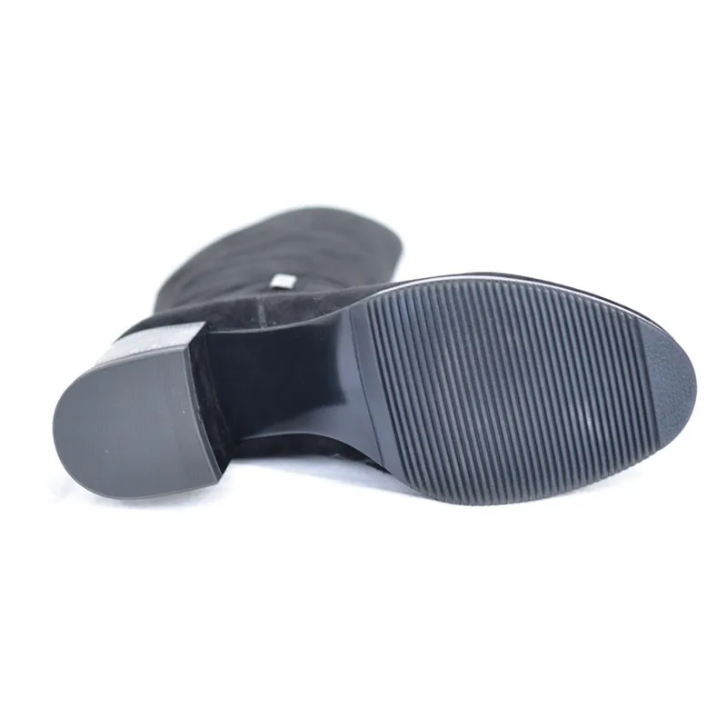 Новинка 2018 модные женские высокие сапоги на высоком каблуке зимняя теплая обувь