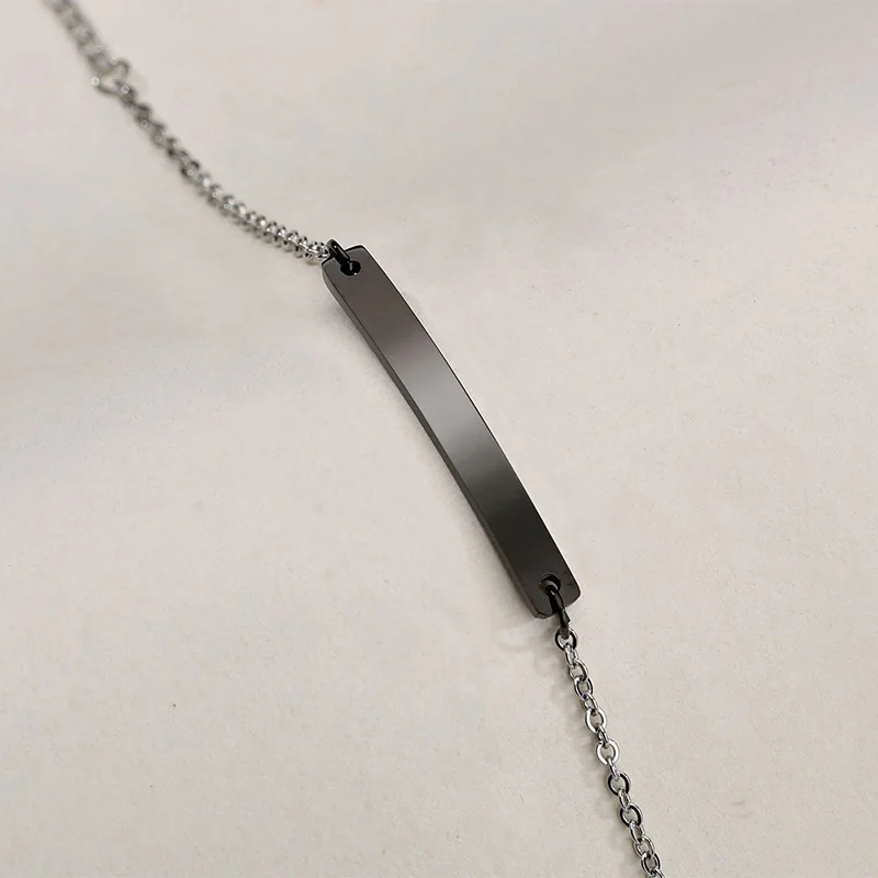black 1 engrave one Nextvance индивидуальные слова бар пара браслет из нержавеющей стали гравировка письмо имя Черный Регулируемая пряжка цепи браслеты - Окраска металла: black 1 engrave one