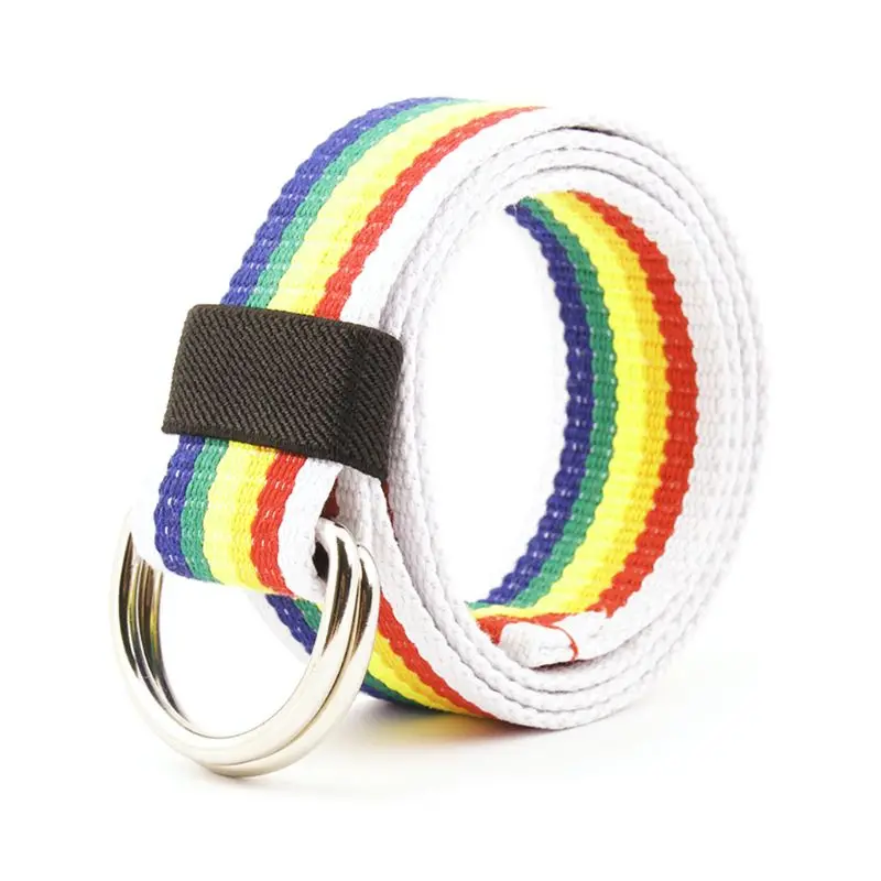 Мода унисекс радужная Обычная лямка мужской пояс Повседневный Холщовый сплав