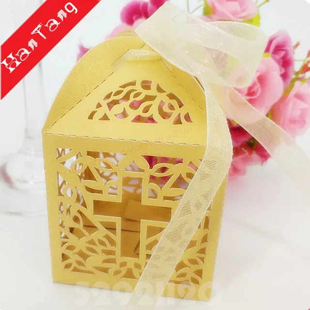 gold 25 шт. Свадебная подарочная коробка скрещивание коробки для конфет Baby Shower или день рождения для крещения и причастия пасхальное украшение 5Z - Цвет: gold