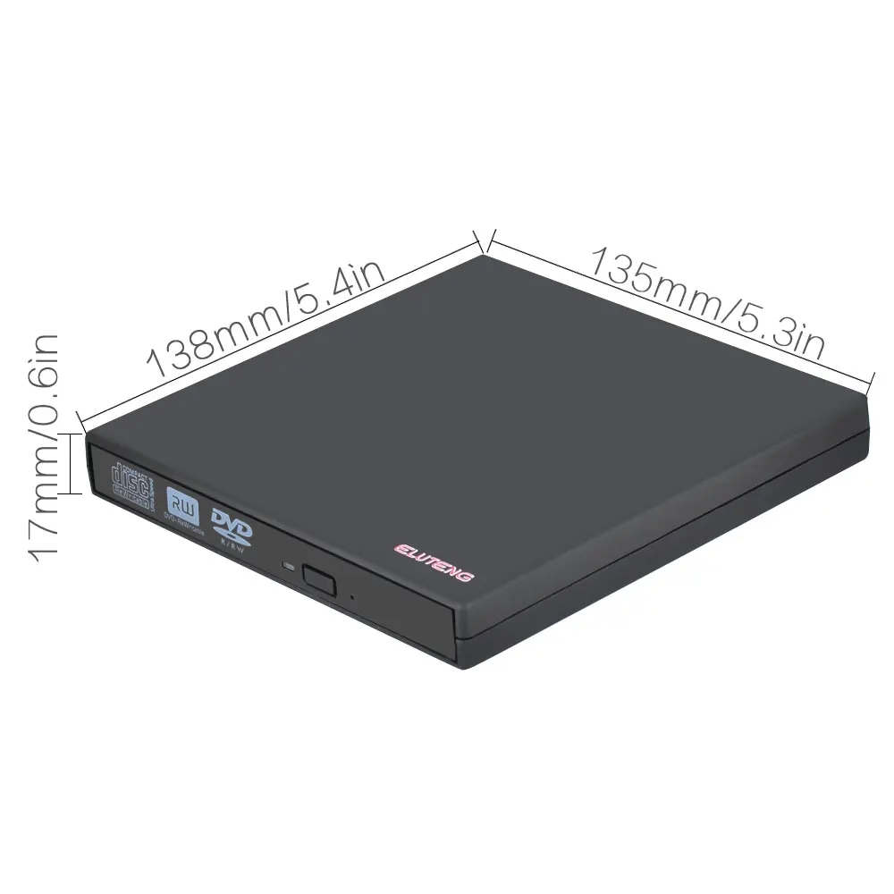 ELUTENG USB 3.0 Внешний Оптический DVD RW CD Привод Портативный Тонкий 17mm DVD-ROM8X CD-ROM 24X