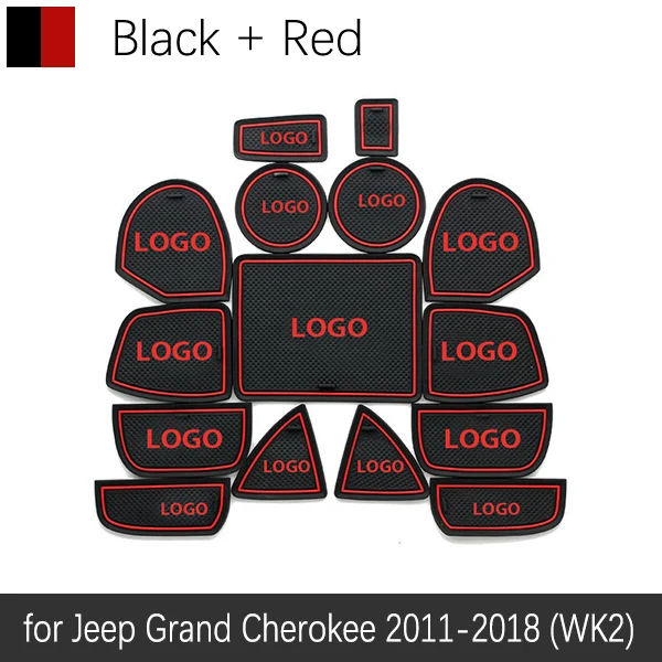 Противоскользящий слот для ворот коврик резиновая подставка для Jeep Grand Cherokee WK2 2011 2012 2013 аксессуары наклейки - Название цвета: Красный