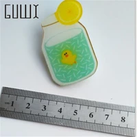 1pcs cute badges lemon water acrylic pin badge symbol cartoon icon package small gifts