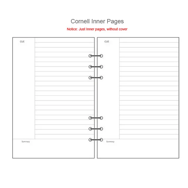 cornell (45 sheets) А6 А5 ПВХ спираль записная книжка с кольцом с отрывными листами 180 страниц(квадратная сетка/подкладка)+ индексный разделитель вкладки+ сумка на молнии - Цвет: cornell (45 sheets)