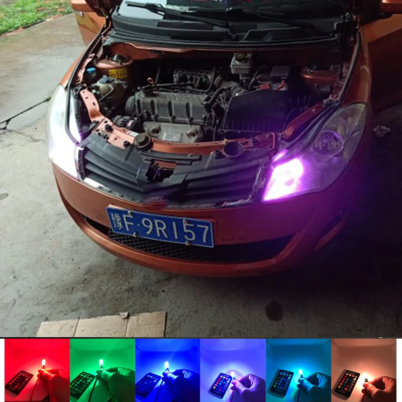 Canbus Mult color RGB T10 W5W 94 168 светодиодные лампы габаритные фонари для автомобиля пульт