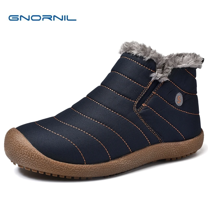 GNORNIL/теплые мужские зимние ботинки модные мужская обувь Нескользящие