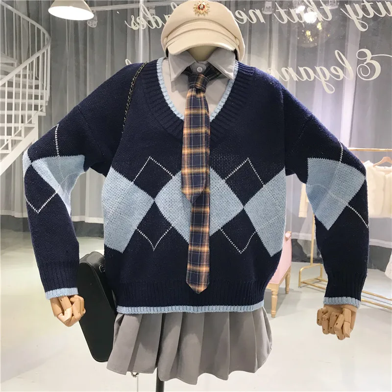 ALPHALMODA Свободная кофта в шотландскую клетку + нижняя рубашка галстук