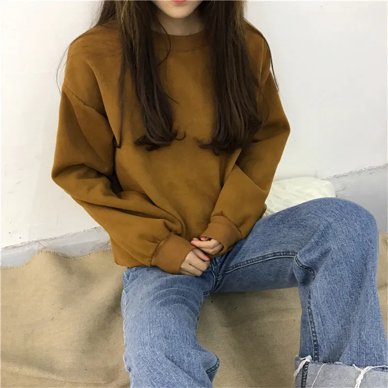 Sudaderas Mujer,, Harajuku, одноцветная толстовка, женская, с длинным рукавом, с капюшоном, свободная, женские толстовки, свитшоты, повседневный спортивный костюм