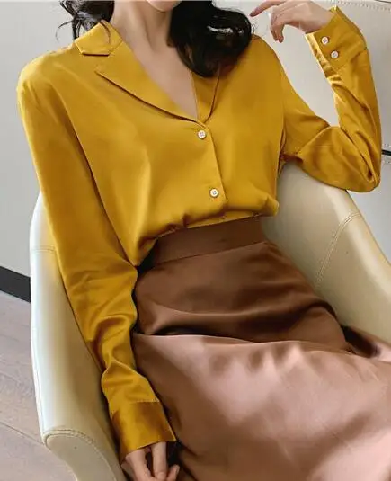 yellow(tops) Женская летняя элегантная Высокая талия гладкая шелковистая А-силуэт длинная юбка миди Jupe Longue Femme прочные юбки Повседневные однотонные - Цвет: yellow(tops)