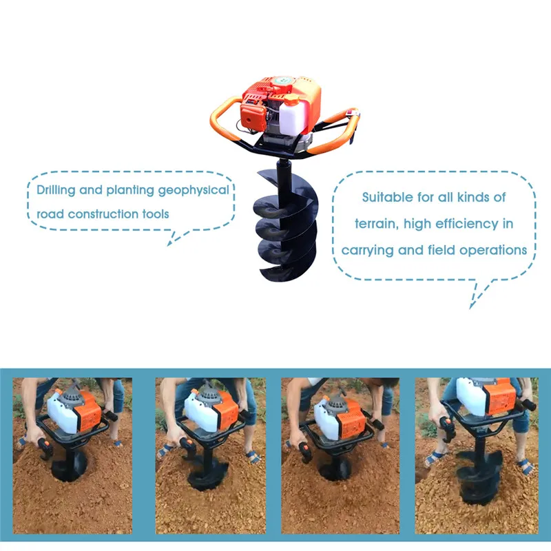 1900W High Power Post Hole Digger Professional Earth Auger Drill Bits Gasoline Power Hole Digger Garden Fence Borer Extend Pole