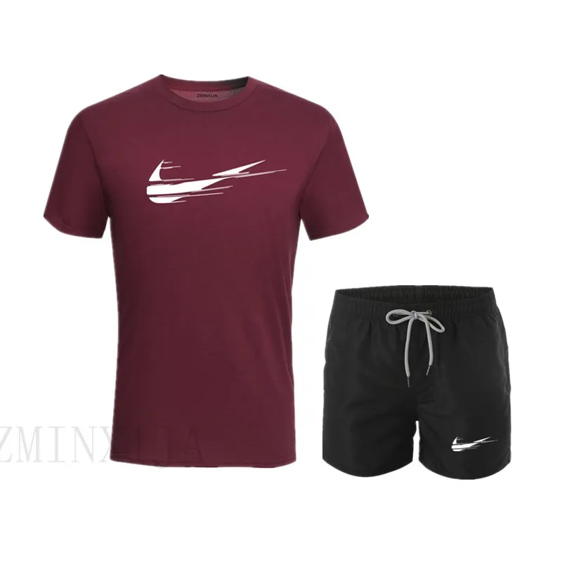 Летний популярный мужской костюм футболка + штаны повседневный спортивный из