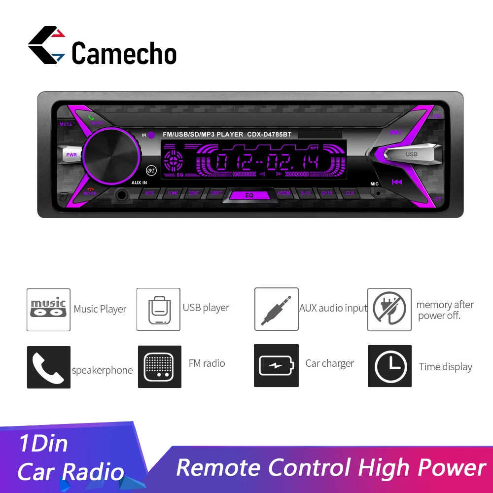 Авторадио Camecho 1 Din 12 В Bluetooth FM в тире авто стерео SD TF usb MP3 аудио плеер Aux-In