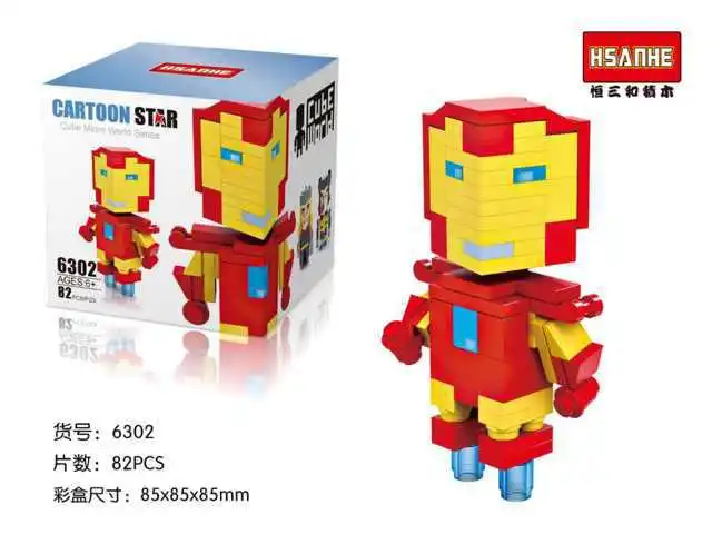Оптовая HSANHE Блоки Ironman Мини Развивающие Игрушки Строительство Мультфильм DIY Дети