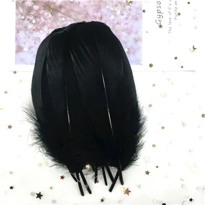 Black 50pcs Разноцветные Шлейфы Лебедь Feathers10-15cm гусиное перо сценический шлейф Ловец снов промытый гусиный пух пушистый шлейф для свадьбы 50 шт - Цвет: Black 50pcs