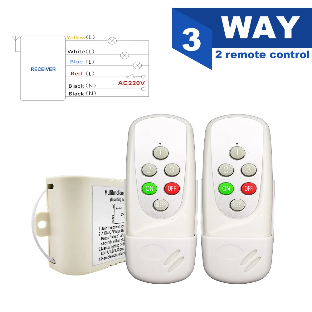 3 ways 2telecontrols AC 220V 4 Way 5 секций вкл/выкл Многофункциональные Интеллектуальные цифровые лампы беспроводной пульт дистанционного управления для потолочной хрустальной лампы - Цвет: 3 ways 2telecontrols