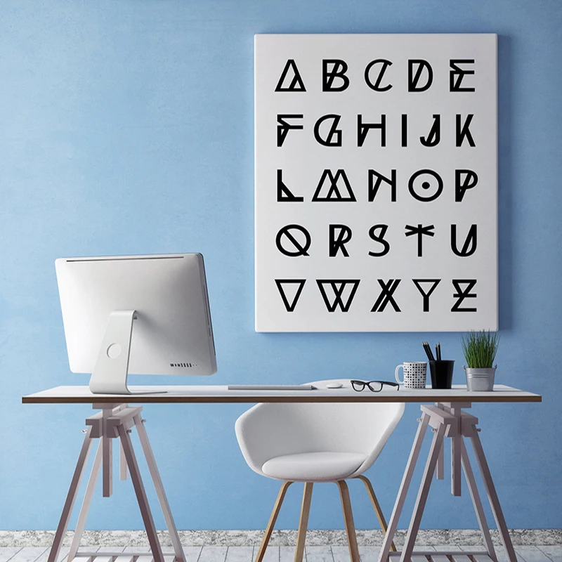 Современный алфавит холст настенное искусство печать геометрических фигур