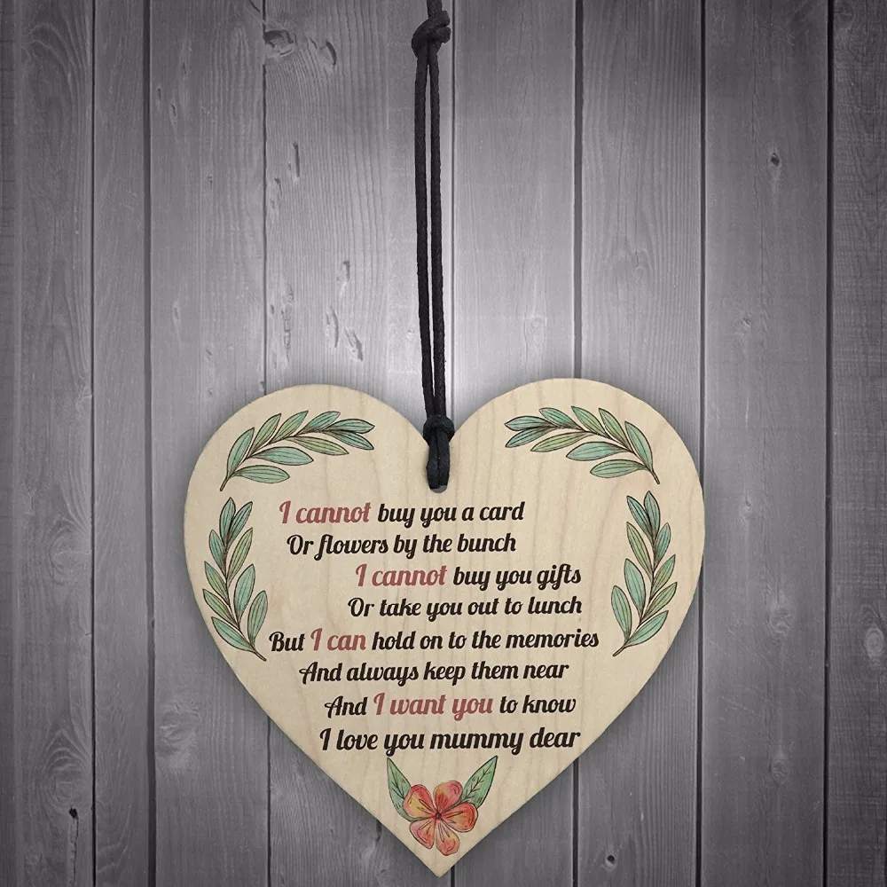 Meijiafei Mum Memorial Poem деревянный висячий знак в форме сердца День матери знаки памятная