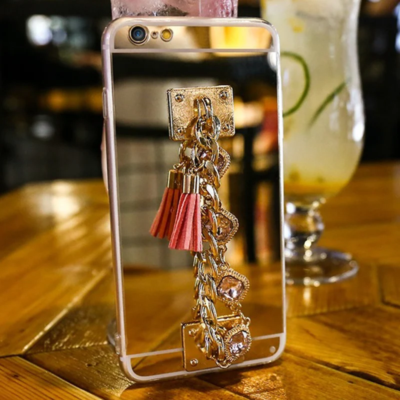 Блестящий браслет с кристаллами и кисточками ТПУ чехол для Samsung Galaxy S20 Ultra S10 S9 S8 S7 S6