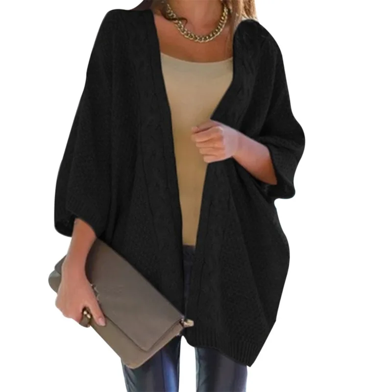 LAAMEI Girl Casual Long Knitted Cardigan Jumper Ladies' Autumn Winter Warm Korean Loose Solid Sweater Jacket Yellow |