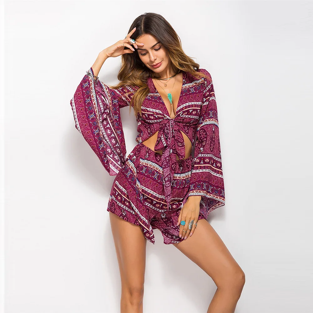 Пикантная Летняя обувь с бантиком женские комбинезон шорты Vestido Женские