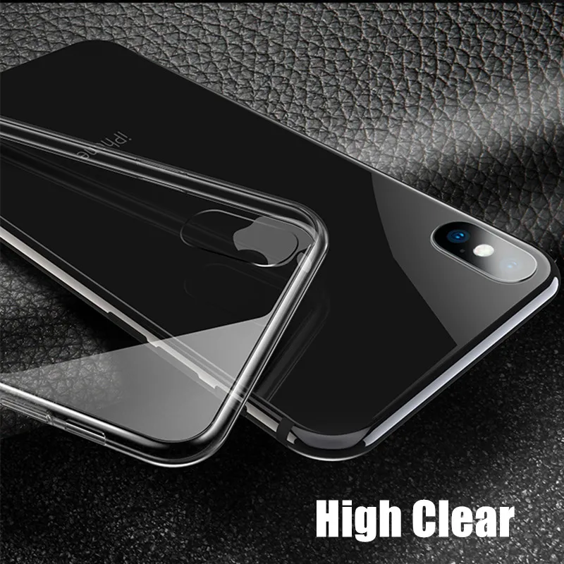 Luxury Glossy Tempered Glass Case For iPhone X Ultra Thin Silicon Transparent Cover 6 7 8 Plus XR XS Max |