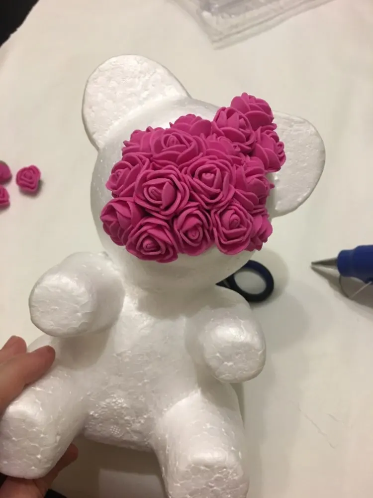 1 шт. 15 см/20 см/35 см пена Роза медведь плесень DIY игрушка Искусственный цветок розы медведь пластик медведь розы собака удачи модель