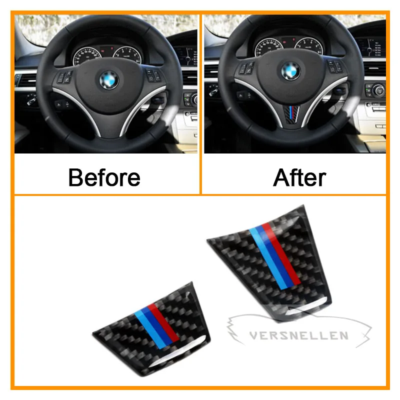 Новый дизайн автомобильные наклейки на руль из углеродного волокна для bmw e90 e92 3