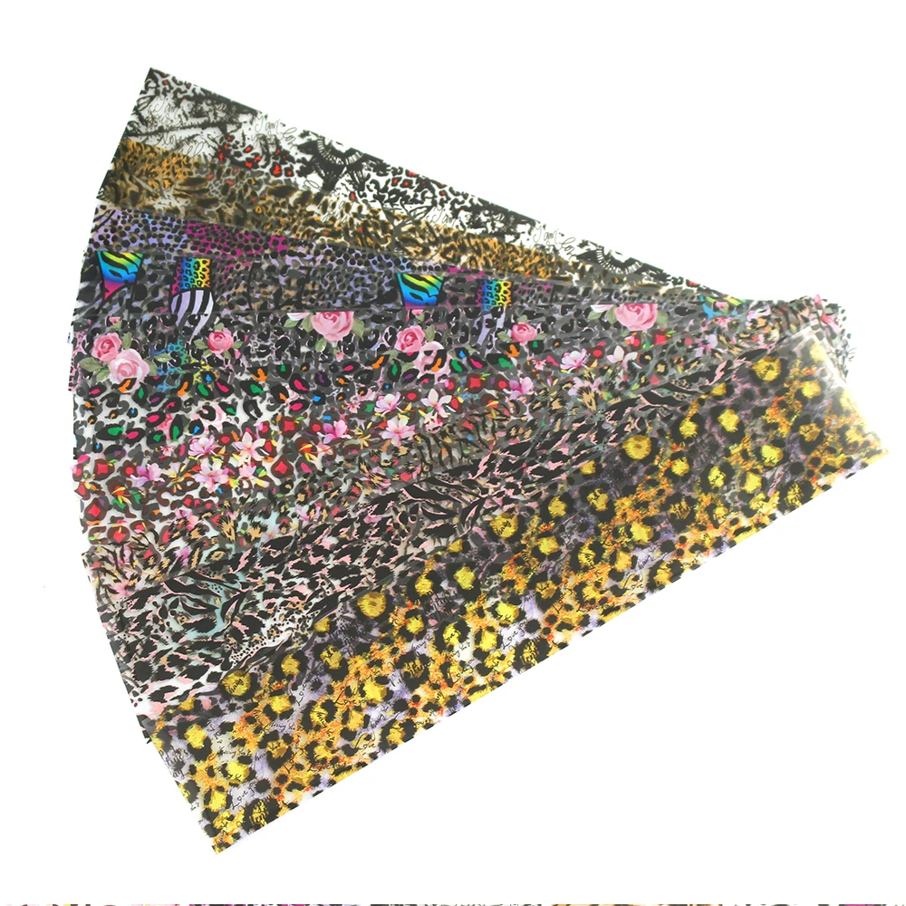 

10pcs Mix Leopard Designs Nail Foil Transfer Foil Stickers for Manicure Nail Adhesive Decals Wrap Sliders Tape Nail Art 2019