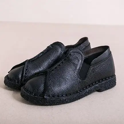 Женская обувь ручной работы туфли в ретро-стиле натуральная кожа на плоской