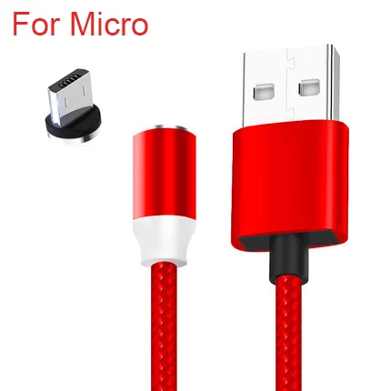 Red For Micro Sarika S03 светодиодный магнитный кабель, Магнитный зарядный кабель для iPhone 5, 5S, 6, 7, X, 11 Pro, максимальная быстрая зарядка, магнитный кабель Micro usb type-c - Цвет: Red For Micro