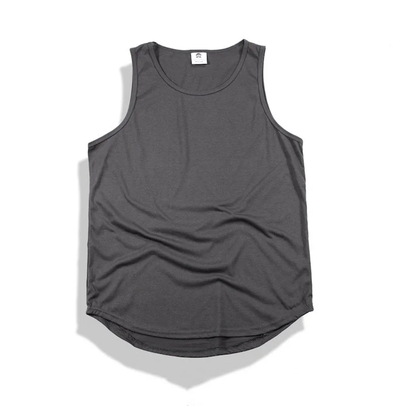 

Summer mens Casual cotton Arc hem personality Sleeveless vest male High street hip hop Solid color thin