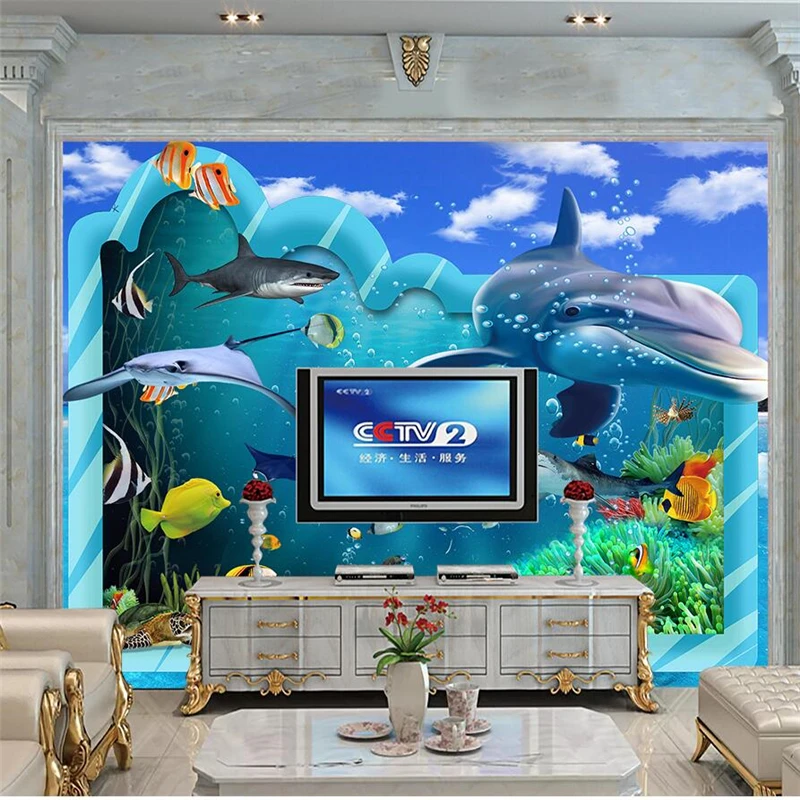 Wellyu пользовательские обои 3D HD океан красивый морской Дельфин Акула большое
