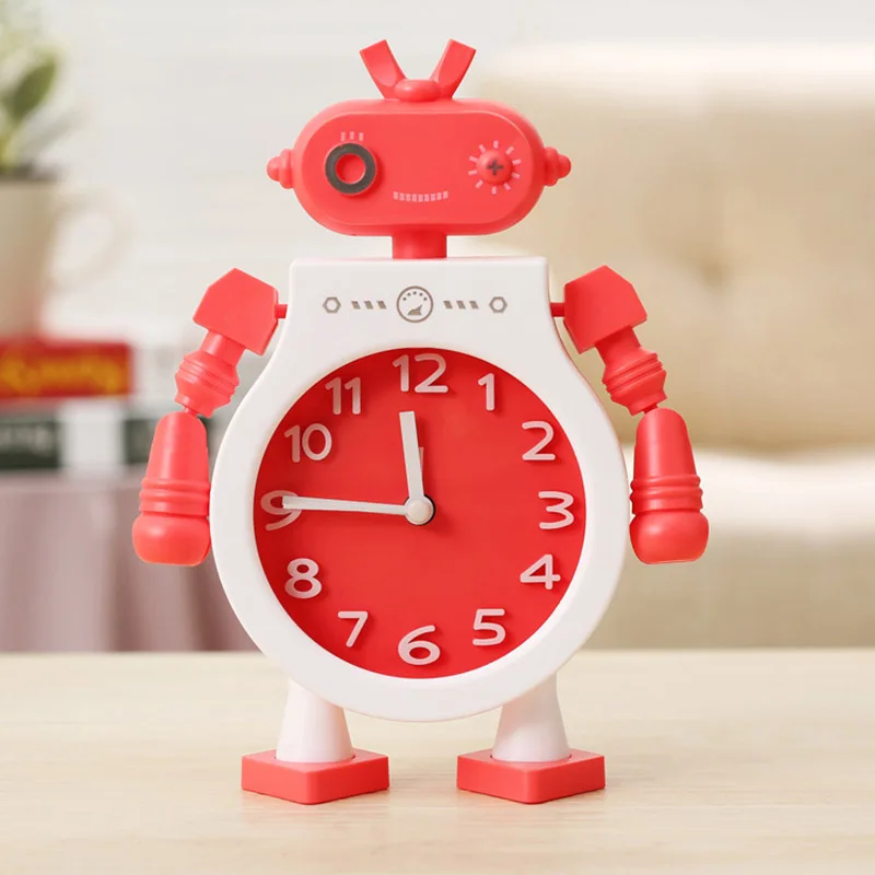 RED Креативные Игрушки-роботы, Будильник для детей, пара роботов, кварцевые, пробуждающиеся, настольные часы для студентов, декор в спальню, детский подарок - Цвет: RED