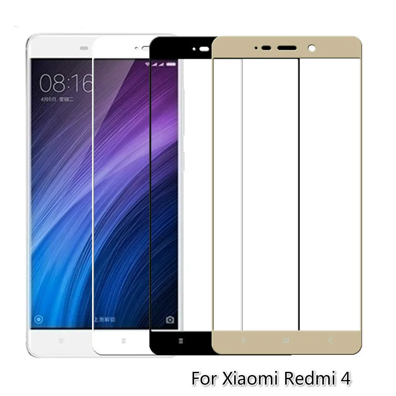 Полное покрытие жесткой кромки стеклянная пленка на для Xiaomi Redmi 4 закаленное