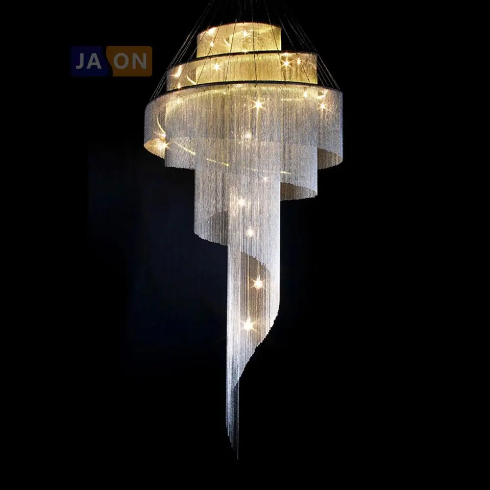 led e14 Retro Iron Aluminum Chain Gold Bronze Chrome Pendant Lamp.Pendant light Suspension Luminaire Lampen For Straircase Foyer