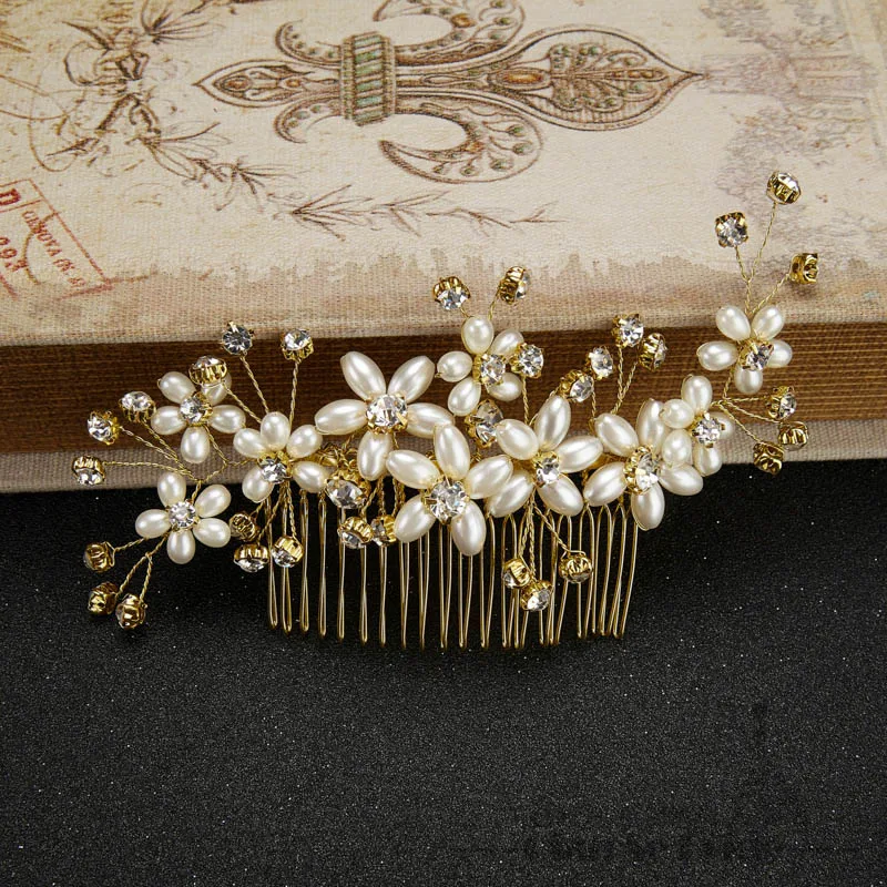 Модные расчески для волос жемчужное украшение с кристаллами женские заколки