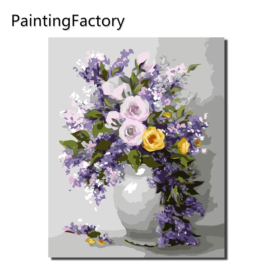 PaintingFactory фиолетовые цветы живопись по номерам современное настенное искусство