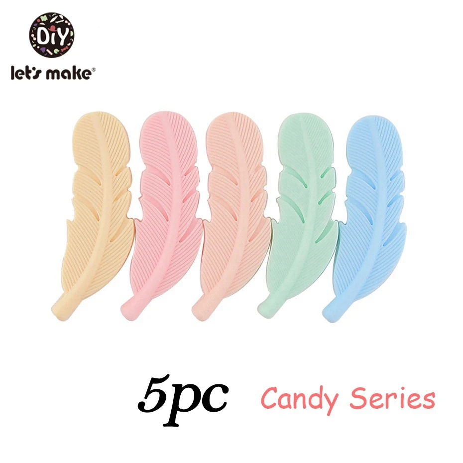 candy series Let'S Make, 5 шт./10 шт., силиконовый прорезыватель, бисер с перьями, аксессуары ручной работы, прорезыватель, игрушки для новорожденных, подарок для ребенка, прорезыватель - Color: candy series